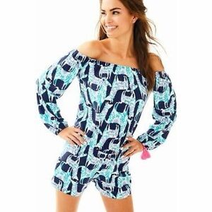 Lilly Pulitzer Lana Off-the-Shoulder Romper size Medium